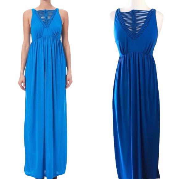 SUSANA MONACO Maxi Dress Blueberry Blue Sleeveless Empire Elastic Waist Sm NWT - Picture 1 of 8